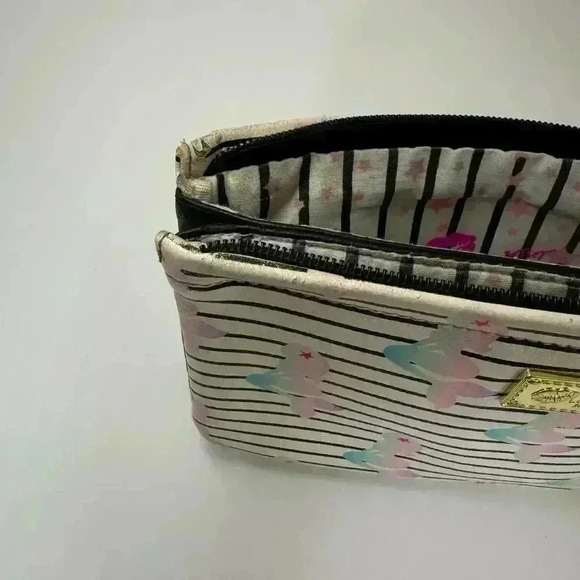 Luv Betsey Johnson Pastel Mermaid Striped Double Pouch Wristlet Clutch Bag - Picture 4 of 12
